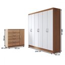 Ver imagem 4 de Guarda-roupa Casal Luke 6 Portas 2 Gavetas com Cômoda 1 Portas 5 Gavetas Demolição/branco - Panorama