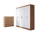 Ver imagem 3 de Guarda-roupa Casal Luke 6 Portas 2 Gavetas com Cômoda 1 Portas 5 Gavetas Demolição/branco - Panorama