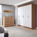 Ver imagem 1 de Guarda-roupa Casal Luke 6 Portas 2 Gavetas com Cômoda 1 Portas 5 Gavetas Demolição/branco - Panorama