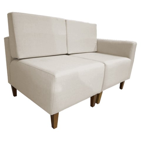 Poltrona Decorativa Alicia Lado Esquerdo Suede Bege Pés Madeira Mz Decor