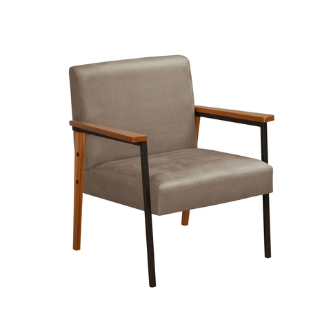 Poltrona Decorativa Trindade Estilo Industrial Sanna Decor Em Veludo Cappuccino