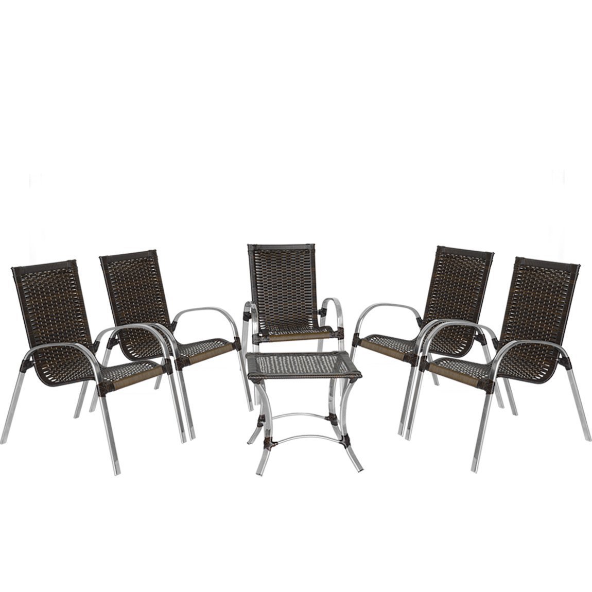Jogo 4 Cadeiras Colômbia e 1 Mesa Baixa para Área Externa, Edícula, Jardim,  Alumínio e Fibra