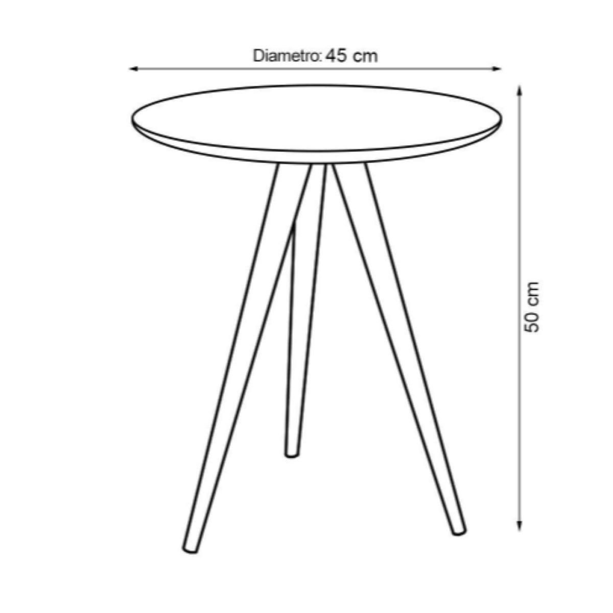 Mesa de Canto Lateral Tampo de Vidro Pé Palito Redonda:off White/50 Cm - 3