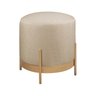 Puff Redondo Ágar em Linho e Base Metal Dourado Agarb Decor:linho Bege Claro - 2