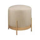 Ver imagem 2 de Puff Redondo Ágar em Linho e Base Metal Dourado Agarb Decor:linho Bege Claro