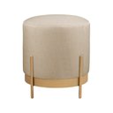 Ver imagem 1 de Puff Redondo Ágar em Linho e Base Metal Dourado Agarb Decor:linho Bege Claro