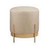 Puff Redondo Ágar em Linho e Base Metal Dourado Agarb Decor:linho Bege Claro - 1