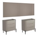 Ver imagem 3 de Conjunto Painel Ripado Bend 6 Gavetas MDF Laqueado Grigio com Preto Casa Lar Shop