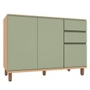 Ver imagem 1 de Balcão de Pia 100% MDF 120 cm 3 Portas 2 Gavetas Lótus Carvalho/Verde