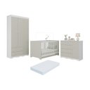 Ver imagem 1 de Quarto de Bebê Completo Berço Americano 3 em 1 Colchão Realeza Multimóveis Mp4607 Branco/off