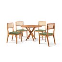 Ver imagem 3 de Conjunto de Sala de Jantar Mesa 100 cm com 4 Cadeiras Ava Marrom/Verde