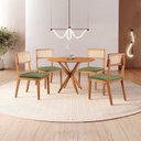 Ver imagem 1 de Conjunto de Sala de Jantar Mesa 100 cm com 4 Cadeiras Ava Marrom/Verde