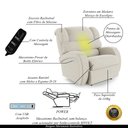 Ver imagem 4 de Poltrona do Papai Sala de Cinema Reclinável Kylie Elétrica Botão com Led Massagem USB Veludo Bege G2