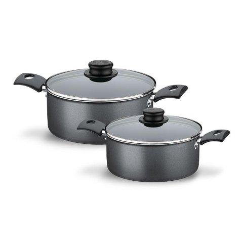 Jogo de Caçarolas Turim 2 Peças Alumínio Antiaderente 18cm e 20cm Chumbo PTC - Tramontina
