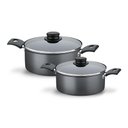 Ver imagem 1 de Jogo de Caçarolas Turim 2 Peças Alumínio Antiaderente 18cm e 20cm Chumbo PTC - Tramontina