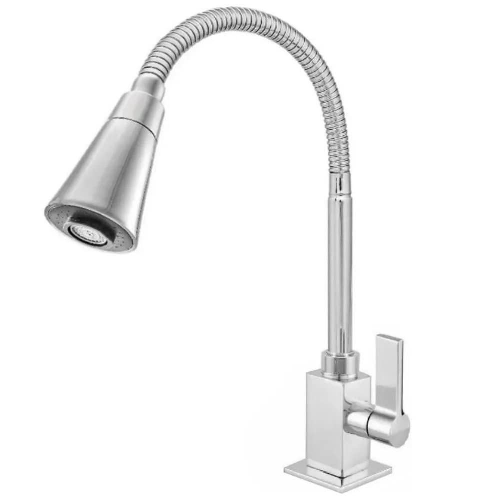 Torneira Gourmet Quadrada em Metal Cozinha Bancada Flexível Casagrande Mundial - 1