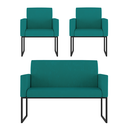 Ver imagem 1 de Kit Sofá 2 Lugares + 2 Poltronas para Recepção Sala Balaqui Cor:azul Turquesa