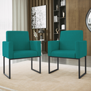 Ver imagem 6 de Kit Sofá 2 Lugares + 2 Poltronas para Recepção Sala Balaqui Cor:azul Turquesa