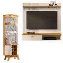 Ver imagem 1 de Estante Home Theater Suspenso Íris com Cristaleira Marina Cinamomo Off White – Madetec