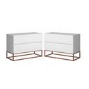 Ver imagem 1 de Kit 2 Mesas De Cabeceira Eros 60 cm Estilo Europeu Pés De Metal Cobre:Branco