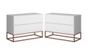 Ver imagem 1 de Kit 2 Mesas De Cabeceira Eros 60 cm Estilo Europeu Pés De Metal Cobre:Branco