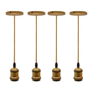 Kit 4 Lustre Pendentes Luminária Vintage Metal Dourado