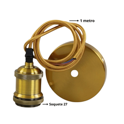 Kit 4lustre Pendentes Luminária Vintage Metal Dourado Soquete e 27 - 3