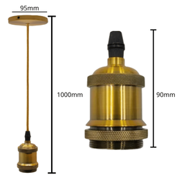 Kit 4lustre Pendentes Luminária Vintage Metal Dourado Soquete e 27 - 2