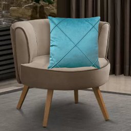 Kit 2 Capas para Almofada Drapeada em Veludo Quadrada 60x60 Azul Turquesa - 2