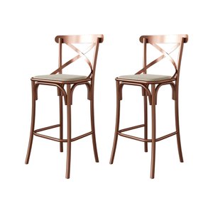 Kit 2 Banquetas Katrina Bar Cozinha Balcão em Aço Cobre
