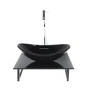 Ver imagem 1 de Gabinete de Vidro com Cuba Oval com Tampo de Vidro 40cm X 40cm Preto Full Mais Torneira Metal