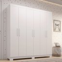 Ver imagem 1 de Guarda-Roupa Infantil 6 Portas 100% MDF 164cm Stellari Espresso Móveis Branco