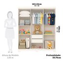 Ver imagem 3 de Guarda-Roupa Infantil 6 Portas 100% MDF 164cm Stellari Espresso Móveis Branco