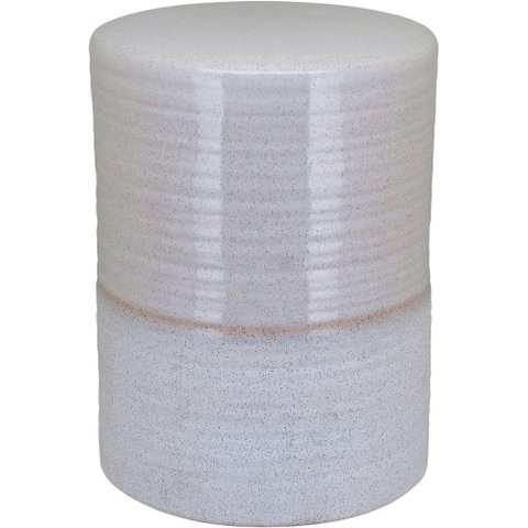 Banqueta Cerâmica 44x32x32cm Marfim Banco Decorativo Jardim Garden
