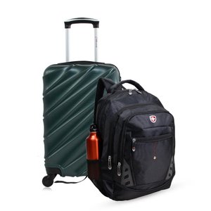 Kit Mala de Bordo Verde Havana + Mochila Fuji Swiss Move