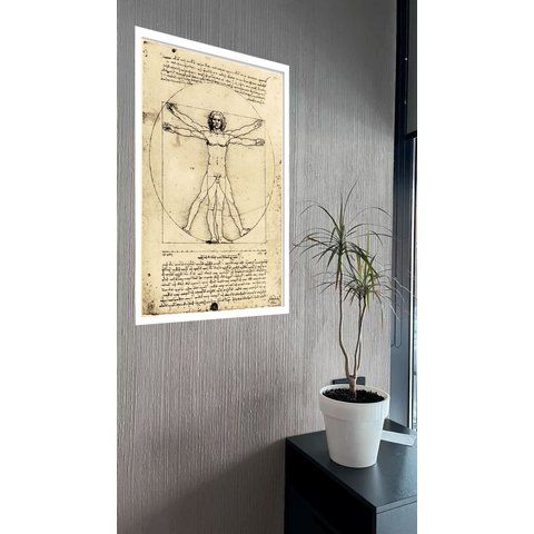 Quadro Decorativo da Vinci o Homem Vitruviano - 70x50cm:moldura Preta