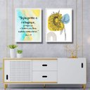 Ver imagem 1 de Kit 2 Quadros Seja Forte e Corajoso - Girassol 24x18cm:moldura Branca
