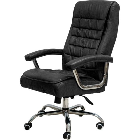 Cadeira Escritório Presidente Spring Oslo Domann Design Revestimento PU Preto Base Metal