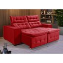 Ver imagem 1 de Sofá Retratil Reclinável Pillow 1,90 Veludo Vermelho