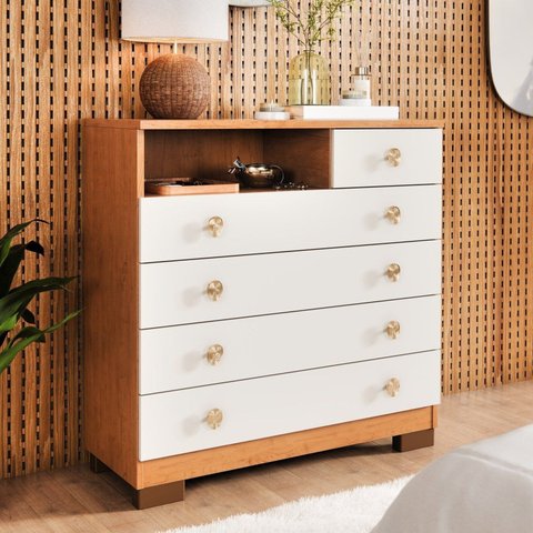 Cômoda 5 Gavetas Select com Nicho Nature Off