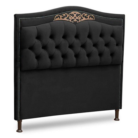 Cabeceira Estofada Box Casal Belize 140cm Veludo Chumbo