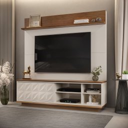 Home para TV até 65 Polegadas 1 Porta 3D Davi DJ Móveis Off White/Freijó - 2