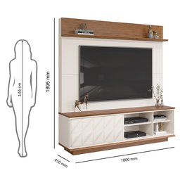Home para TV até 65 Polegadas 1 Porta 3D Davi DJ Móveis Off White/Freijó - 9