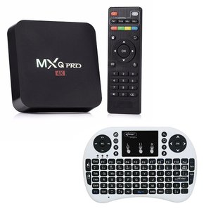 Kit 1 Conversor Tv Inteligente Mx Pro + 1 Mini Teclado Wireless Touch Pad Cinza