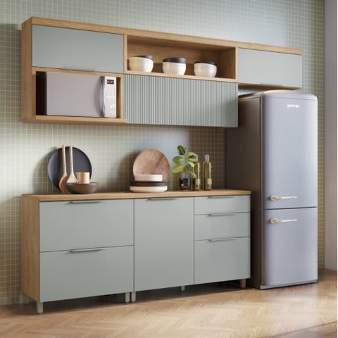 Cozinha Modulada 5 Peças Ripado Nesher Marquesa 100% Mdf