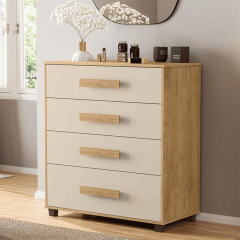 Cômoda Verona 4 Gavetas para Quarto Cinamomo Off White