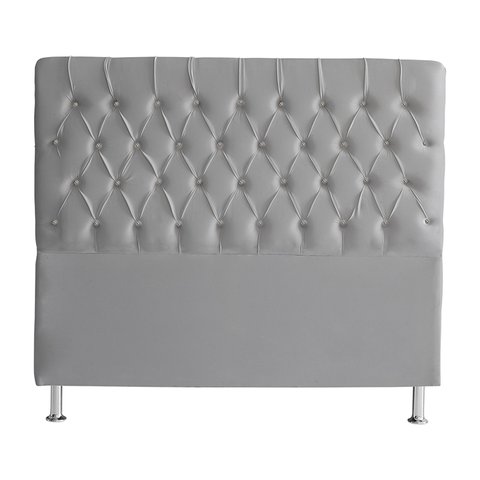 Cabeceira de Cama Box Paris Queen 160 Cm Botão Strass Suede Prata Eli Móveis