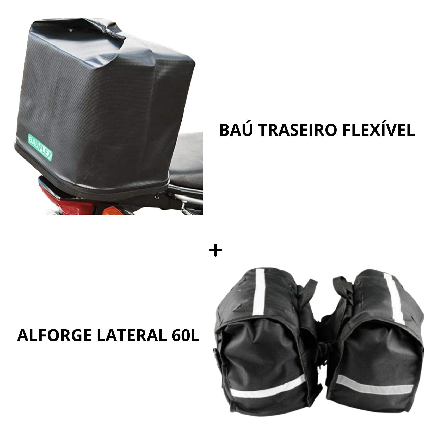 ALFORGE PARA MOTO 60L + BAÚ FLEXÍVEL - 2