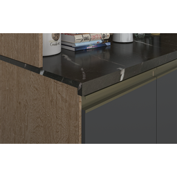 Kit de Cozinha 100% Mdf Verdot Perfil 7 Portas 1 Gaveta:Amêndoa/Chumbo - 5