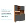 Kit de Cozinha 100% Mdf Verdot Perfil 7 Portas 1 Gaveta:Amêndoa/Chumbo - 6